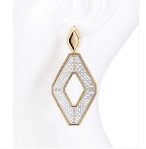 Elegant Gold and White Geometric Earrings